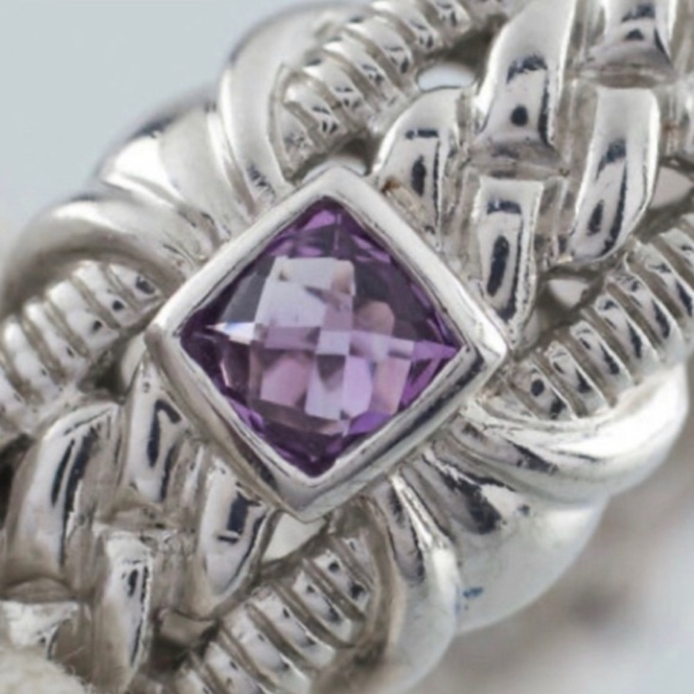 JUDITH RIPKA Bracelet Amethyst 925 Sterling Silver Hinged Cuff - Picture 5 of 10